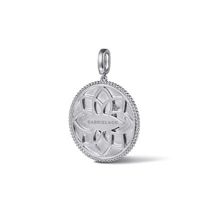925 Sterling Silver White Sapphire Bujukan Sagittarius Medallion Pendant with Detachable Bail
