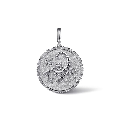 925 Sterling Silver White Sapphire Bujukan Scorpio Medallion Pendant With Detachable Bail