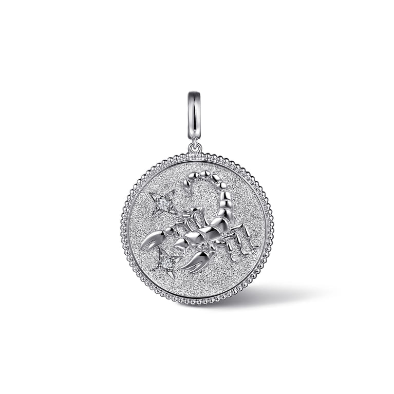 925 Sterling Silver White Sapphire Bujukan Scorpio Medallion Pendant With Detachable Bail - Shot 1