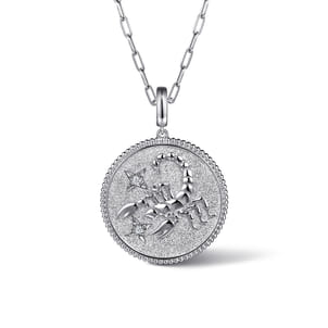 925 Sterling Silver White Sapphire Bujukan Scorpio Medallion Pendant With Detachable Bail