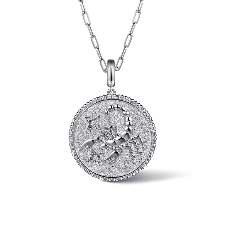 925 Sterling Silver White Sapphire Bujukan Scorpio Medallion Pendant With Detachable Bail - Shot 3
