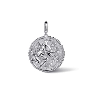 925 Sterling Silver White Sapphire Bujukan Taurus Medallion Pendant With Detachable Bail