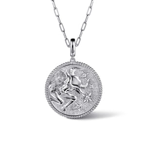 925 Sterling Silver White Sapphire Bujukan Taurus Medallion Pendant With Detachable Bail