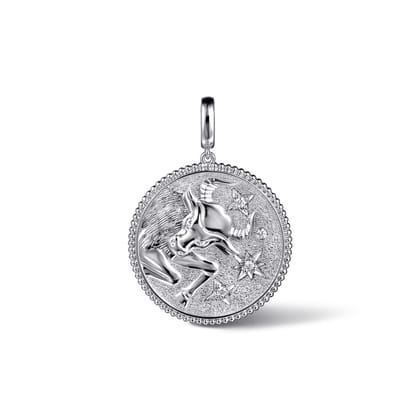 925 Sterling Silver White Sapphire Bujukan Taurus Medallion Pendant with Detachable Bail