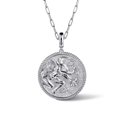 925 Sterling Silver White Sapphire Bujukan Taurus Medallion Pendant with Detachable Bail