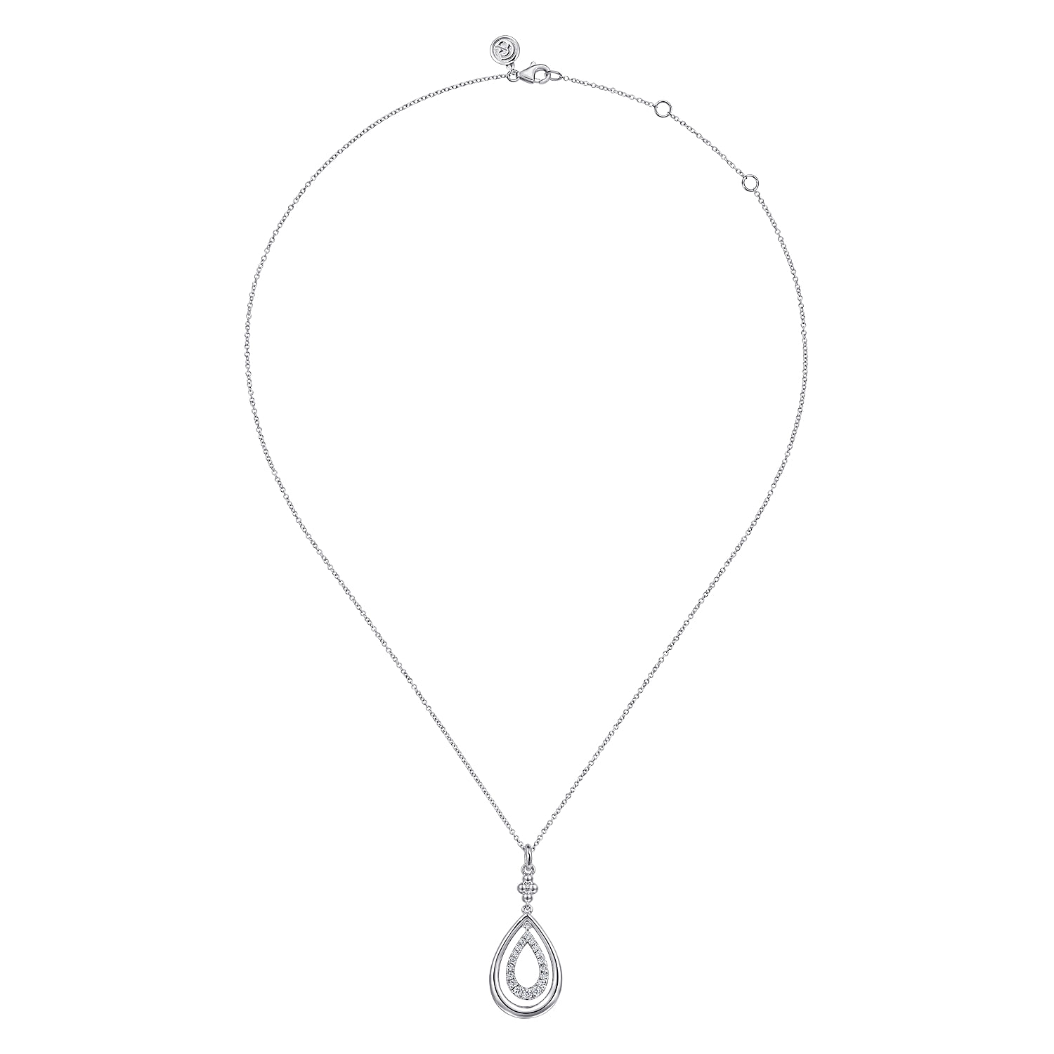 925 Sterling Silver White Sapphire Bujukan Teardrop Pendant Necklace