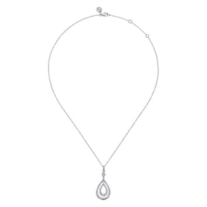 925 Sterling Silver White Sapphire Bujukan Teardrop Pendant Necklace