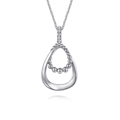 925 Sterling Silver White Sapphire Bujukan Teardrop Pendant Necklace