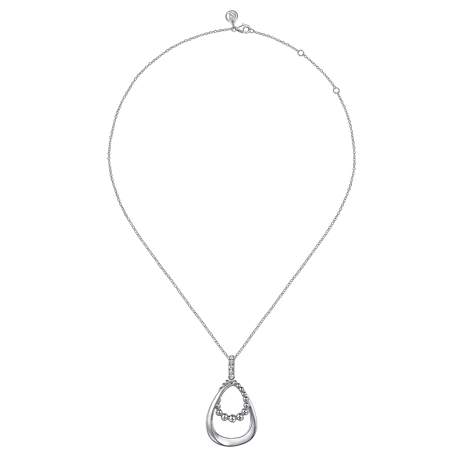 925 Sterling Silver White Sapphire Bujukan Teardrop Pendant Necklace