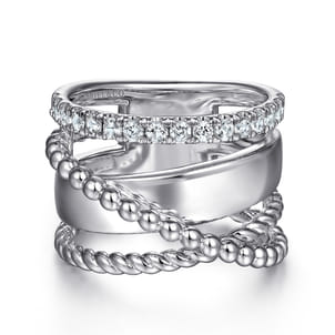 925 Sterling Silver White Sapphire Bujukan Twisted Ladies Ring