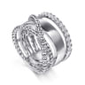 925 Sterling Silver White Sapphire Bujukan Twisted Ladies Ring