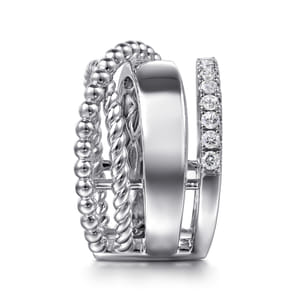 925 Sterling Silver White Sapphire Bujukan Twisted Ladies Ring