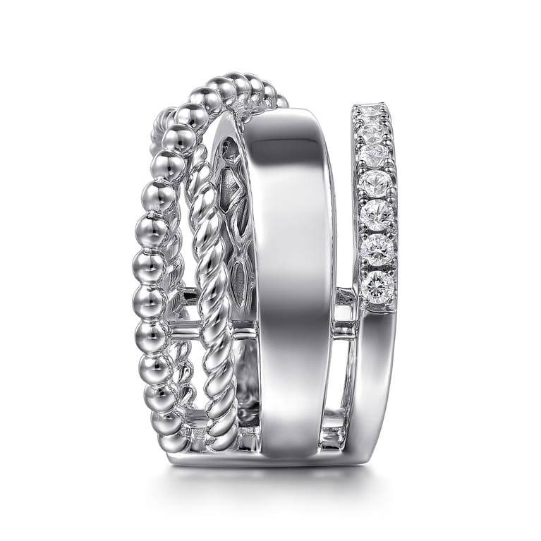 925 Sterling Silver White Sapphire Bujukan Twisted Ladies Ring - Shot 4