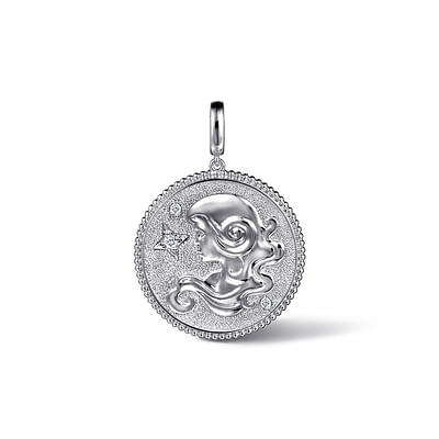 925 Sterling Silver White Sapphire Bujukan Virgo Medallion Pendant With Detachable Bail