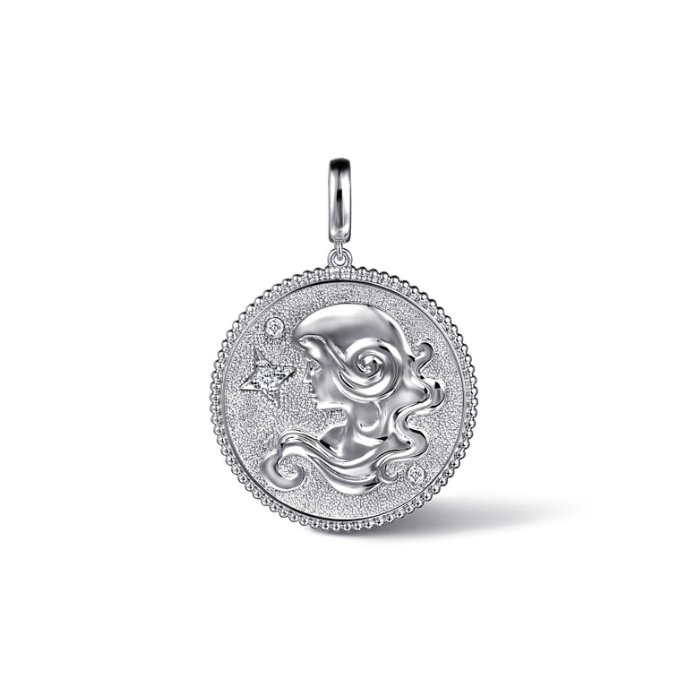 925 Sterling Silver White Sapphire Bujukan Virgo Medallion Pendant With Detachable Bail - Shot 1