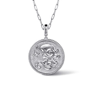 925 Sterling Silver White Sapphire Bujukan Virgo Medallion Pendant With Detachable Bail