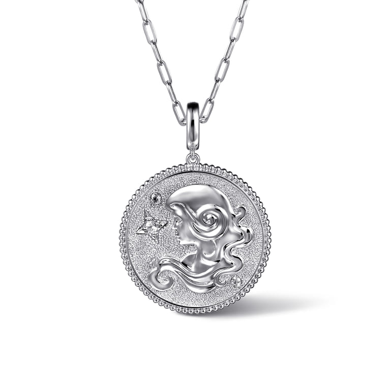 925 Sterling Silver White Sapphire Bujukan Virgo Medallion Pendant With Detachable Bail - Shot 3