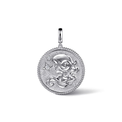 925 Sterling Silver White Sapphire Bujukan Virgo Medallion Pendant with Detachable Bail