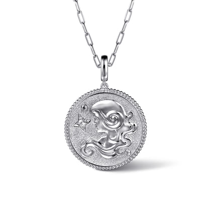 925 Sterling Silver White Sapphire Bujukan Virgo Medallion Pendant with Detachable Bail