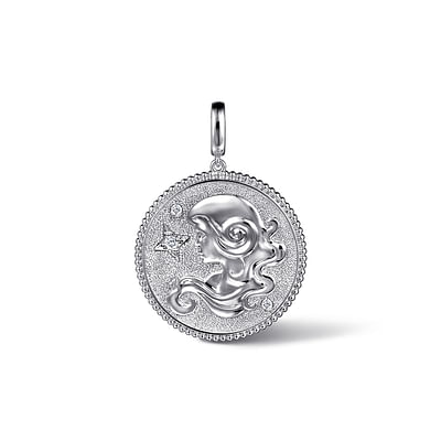 925 Sterling Silver White Sapphire Bujukan Virgo Medallion Pendant