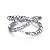 925 Sterling Silver White Sapphire Bujukan Wide Band