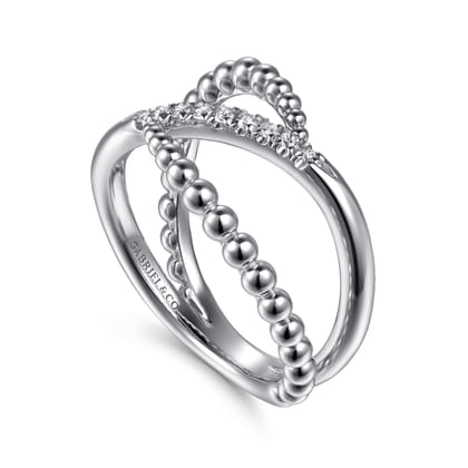 925 Sterling Silver White Sapphire Bujukan Wide Band