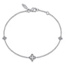 925 Sterling Silver White Sapphire Clover Station Bracelet