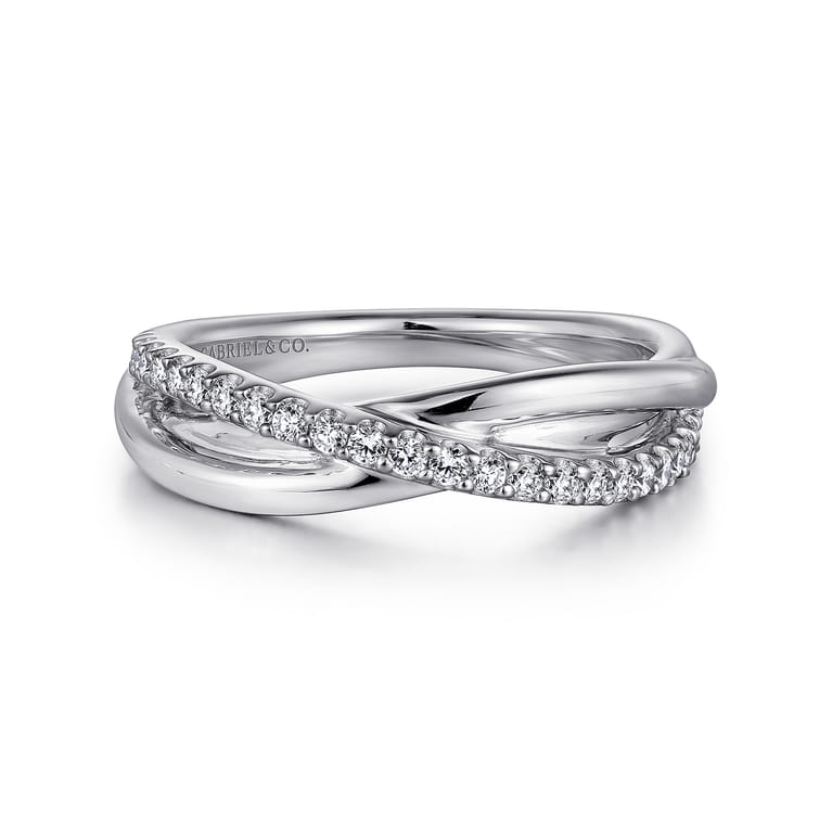 925 Sterling Silver White Sapphire Criss Cross Ring - Shot 1