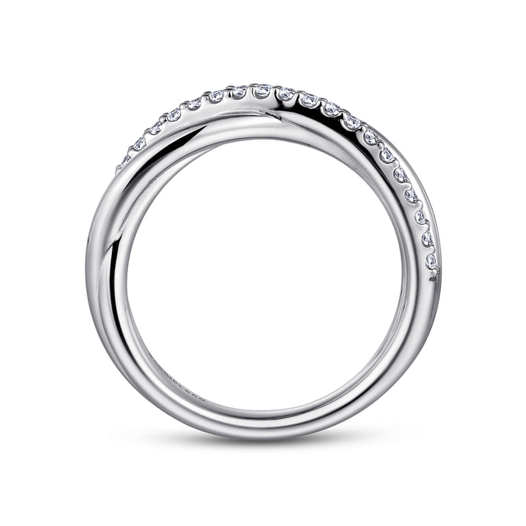 925 Sterling Silver White Sapphire Criss Cross Ring - Shot 2