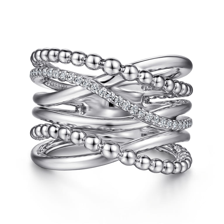 925 Sterling Silver White Sapphire Criss Cross Ring - Shot 1