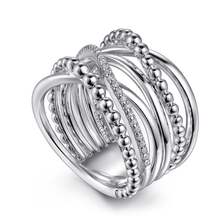 925 Sterling Silver White Sapphire Criss Cross Ring - Shot 3