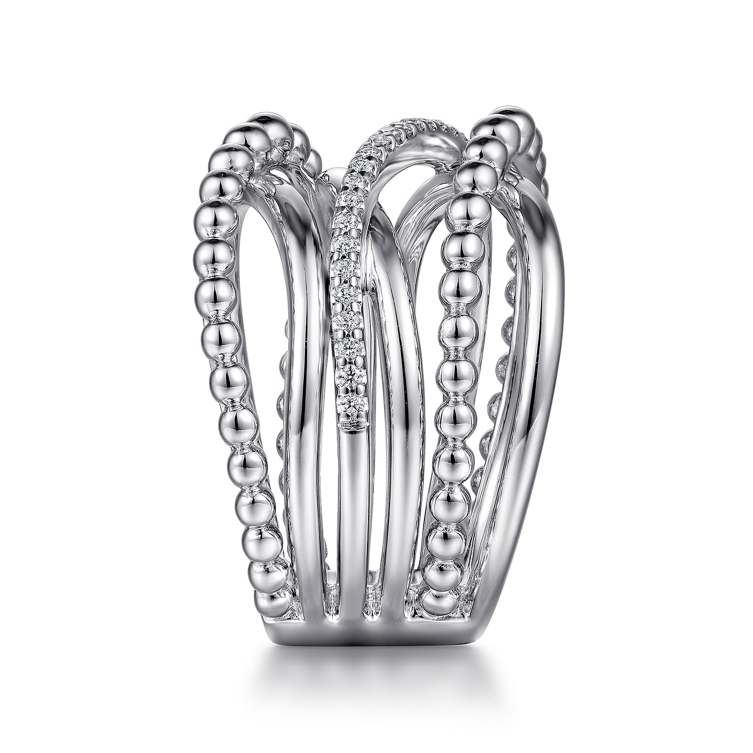 925 Sterling Silver White Sapphire Criss Cross Ring - Shot 4