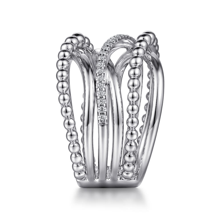 925 Sterling Silver White Sapphire Criss Cross Ring - Shot 4