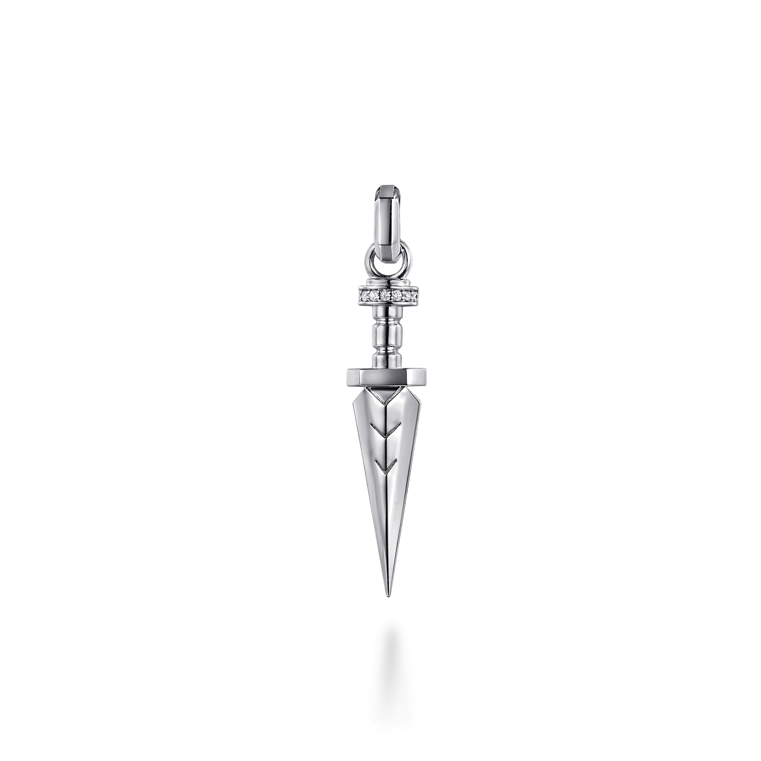 925 Sterling Silver White Sapphire Dagger Pendant - Shot 1