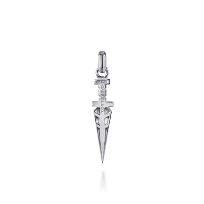 925 Sterling Silver White Sapphire Dagger Pendant