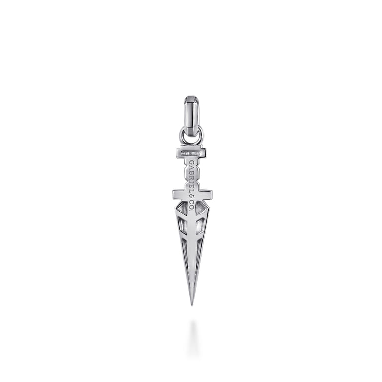925 Sterling Silver White Sapphire Dagger Pendant - Shot 2
