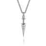 925 Sterling Silver White Sapphire Dagger Pendant