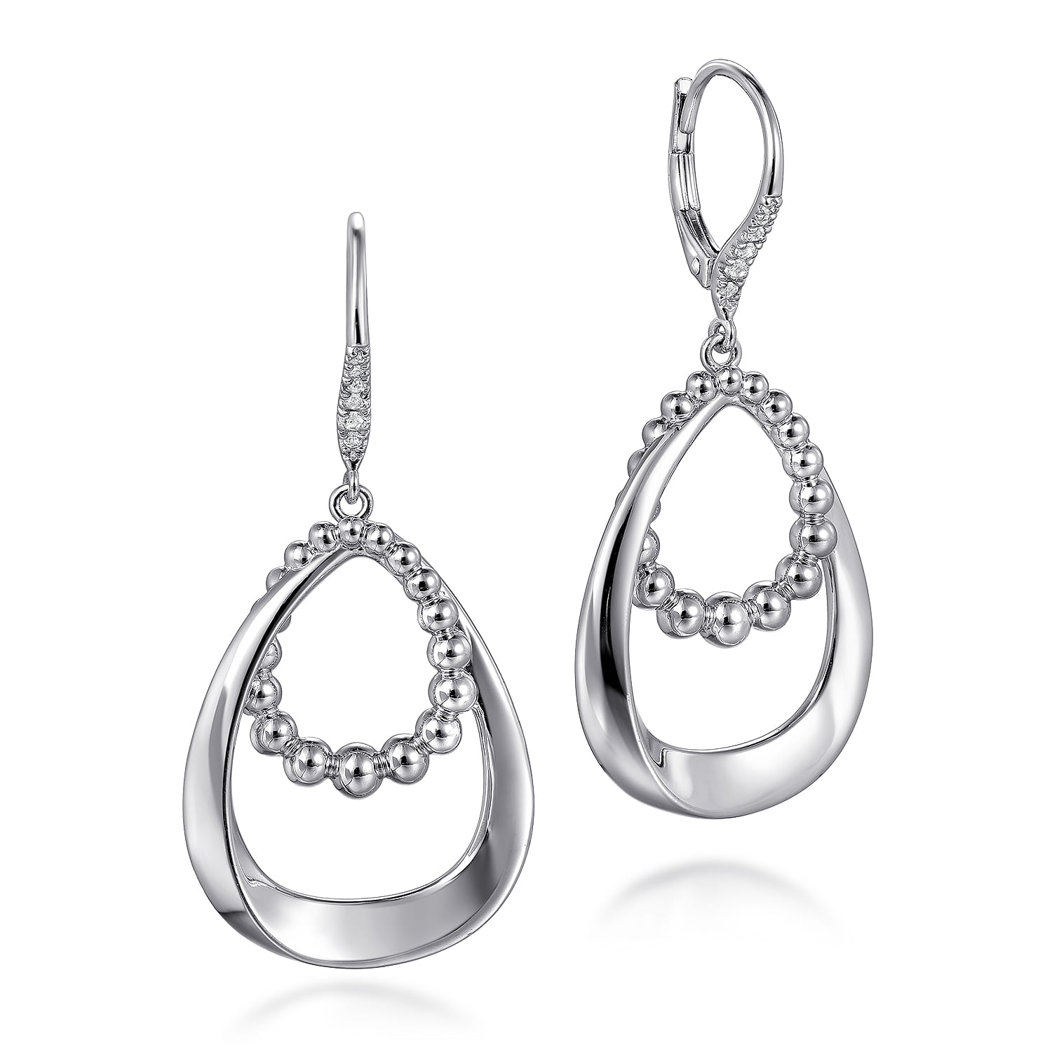 925 Sterling Silver White Sapphire Drop Earrings- Bujukan - Shot 1
