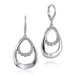 925 Sterling Silver White Sapphire Drop Earrings- Bujukan