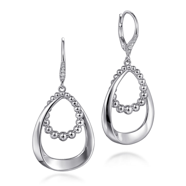 925 Sterling Silver White Sapphire Drop Earrings- Bujukan - Shot 1