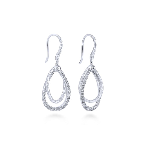 925 Sterling Silver White Sapphire Drop Earrings - Shot 2