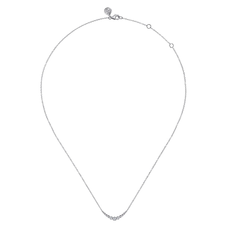925 Sterling Silver White Sapphire Graduating Bujukan Ball Bar Necklace - Shot 2