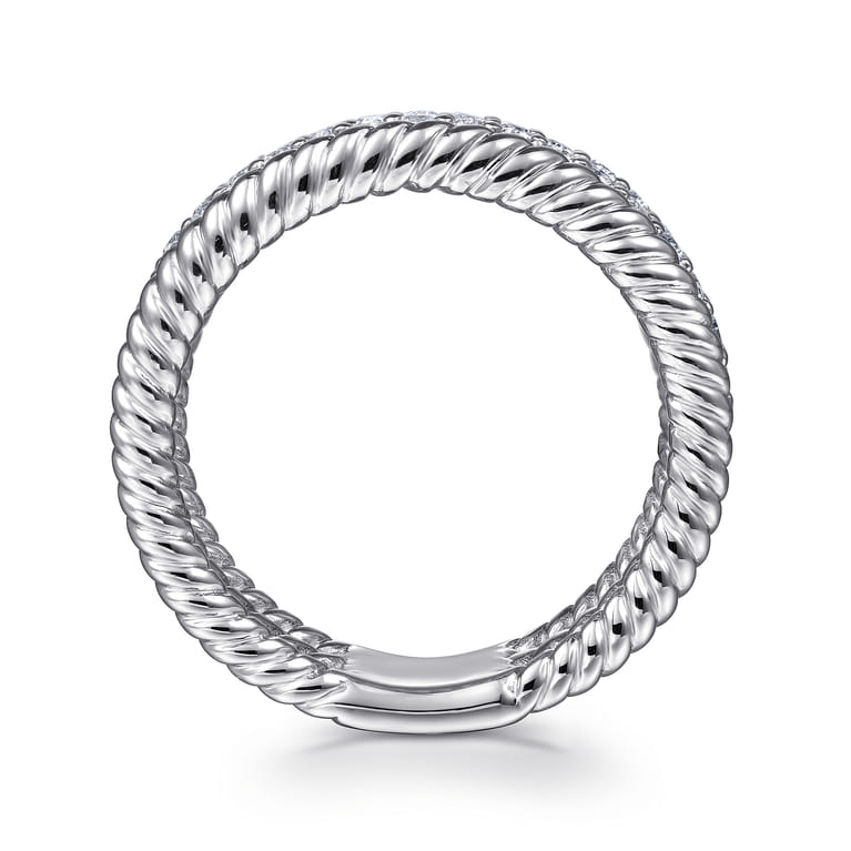 925 Sterling Silver White Sapphire Hampton Easy Stacklable Band Ladies Ring - Shot 2