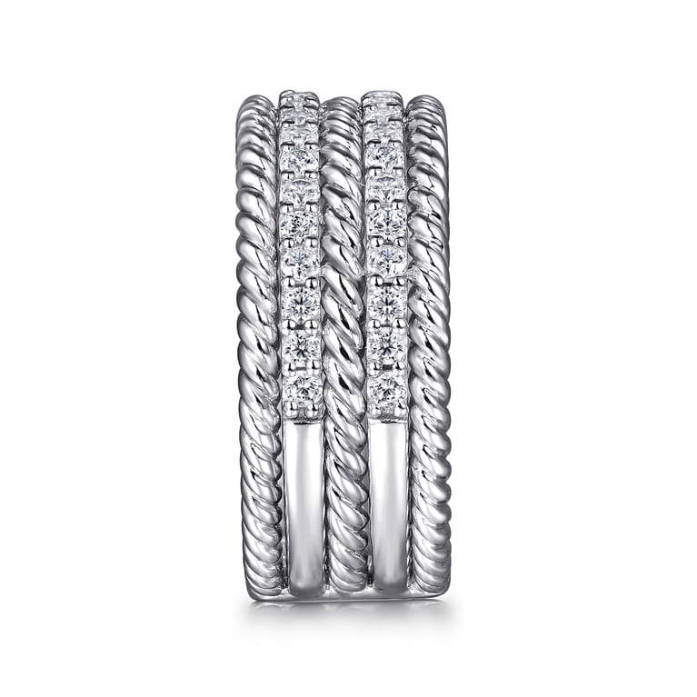 925 Sterling Silver White Sapphire Hampton Easy Stacklable Band Ladies Ring - Shot 4