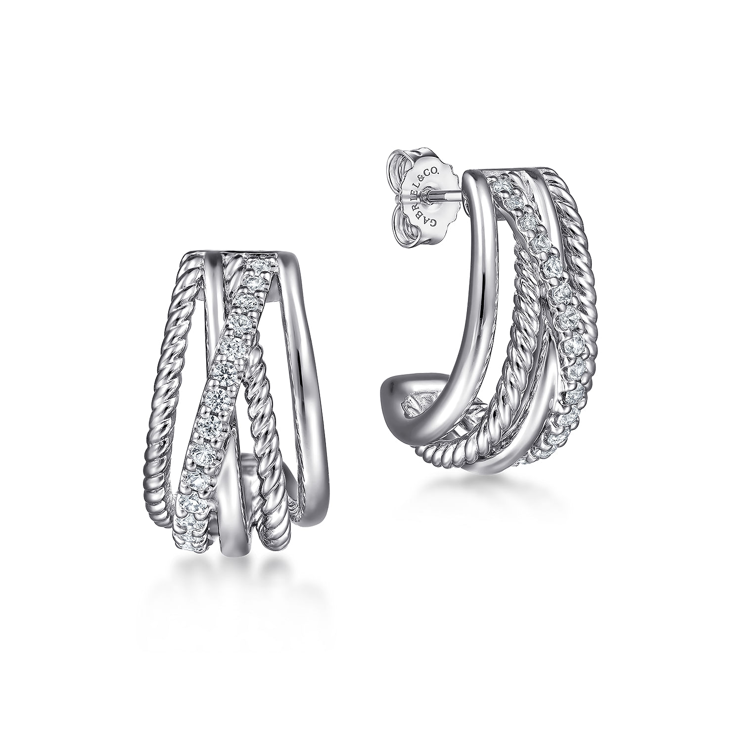 925 Silver Hampton J Hoop Earrings. SKU: EG14998SVJWS