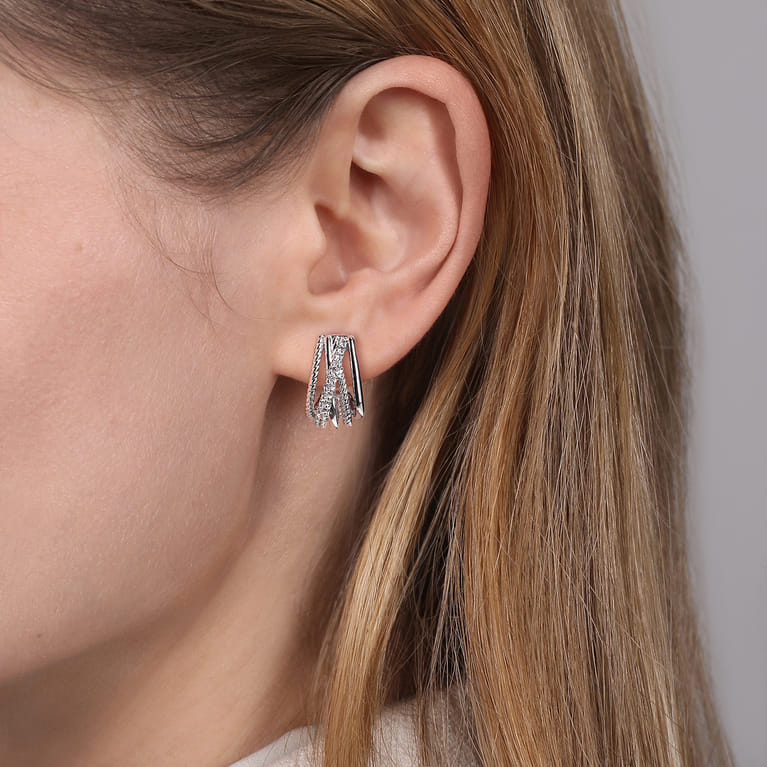 925 Sterling Silver White Sapphire Hampton J Earrings - Shot 2