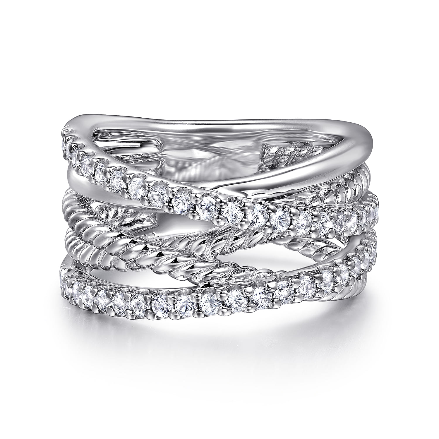 925 Sterling Silver White Sapphire Hampton Twisted Ladies Ring - Shot 1