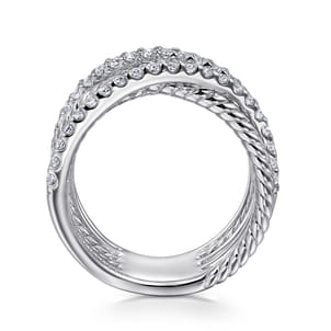 925 Sterling Silver White Sapphire Hampton Twisted Ladies Ring