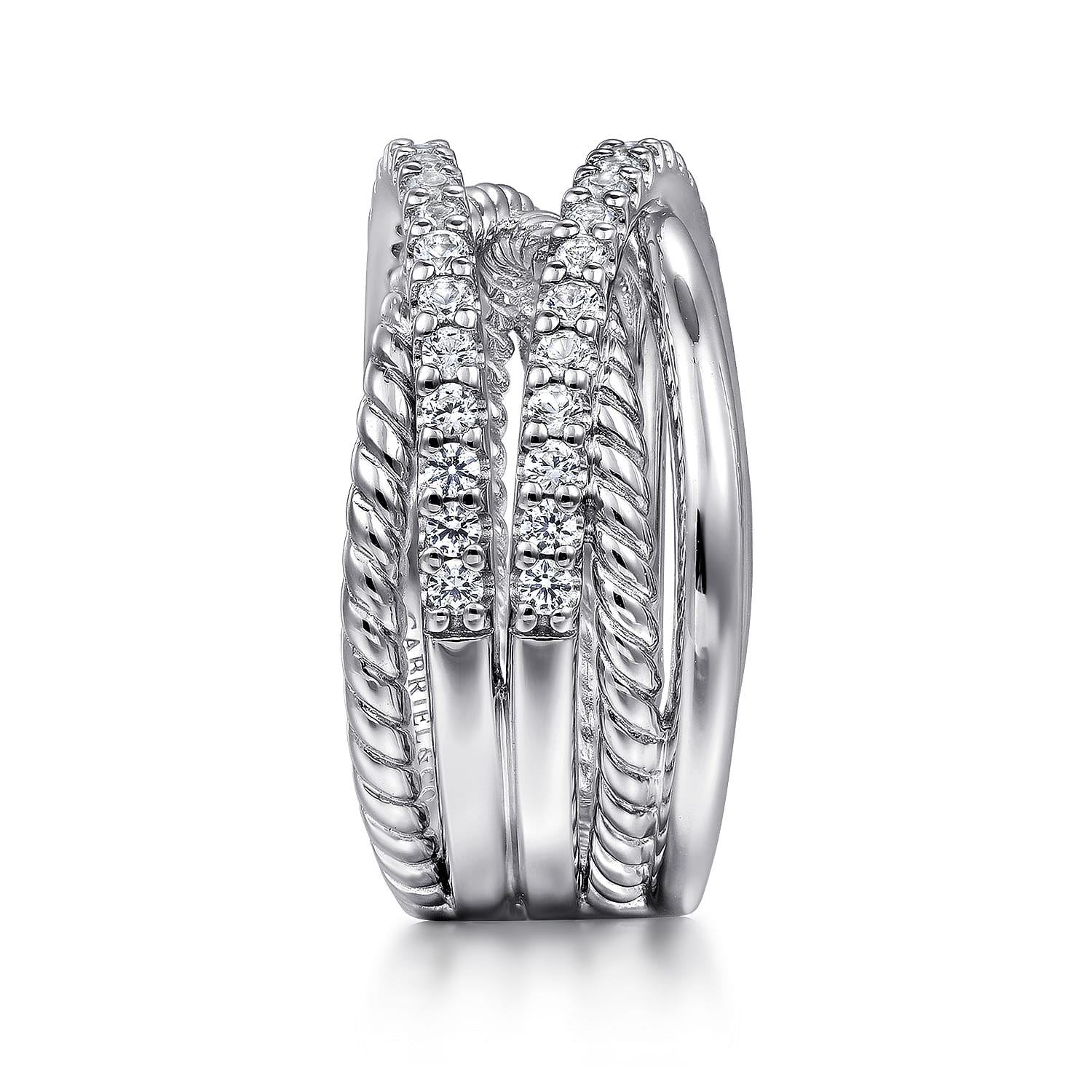 925 Sterling Silver White Sapphire Hampton Twisted Ladies Ring - Shot 4