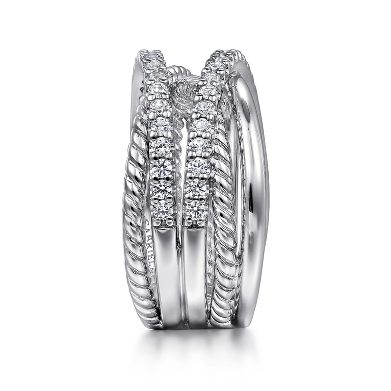 925 Sterling Silver White Sapphire Hampton Twisted Ladies Ring - Shot 4